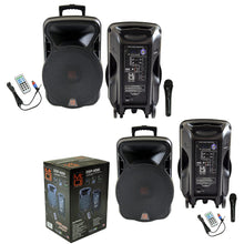 Load image into Gallery viewer, 2 Mr Dj 15&quot; 4000W Bluetooth DSP FM Radio USB Portable PA DJ Speaker