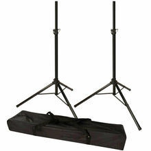 Load image into Gallery viewer, (2) MR DJ SS300B Speaker Stand with Road Carrying Bag Universal Black Heavy Duty Folding Tripod PRO PA DJ Home On Stage Speaker Stand Mount Holder with Road Carrying Bag