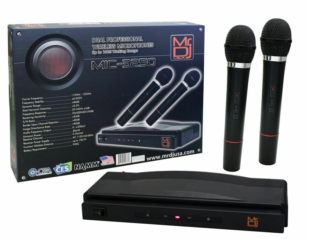 MR DJ MIC3250 Wireless Dual Handheld design Microphone System