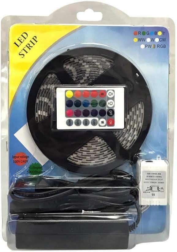 MR DJ LED STRIP RGB Color LED Ribbon Kit with Power Plug Remote