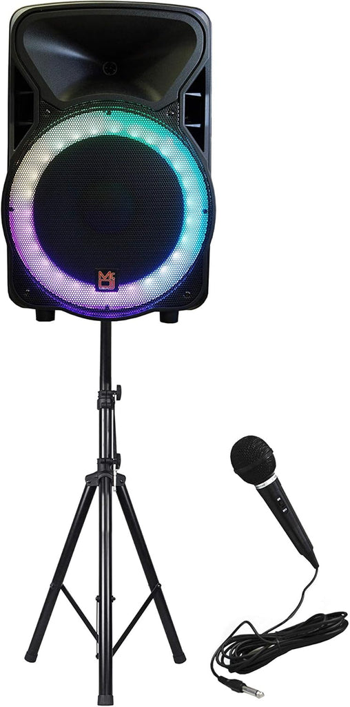 Mr. Dj OMAHA 15" 2500W Powered DJ Karaoke Active Speakers Party PA Stands Mic