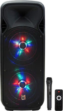 Load image into Gallery viewer, MR DJ 215BTA+ AFTERPARTY Dual 15&quot; 5000W Battery Powered Bluetooth Speaker Microphone Party Speaker