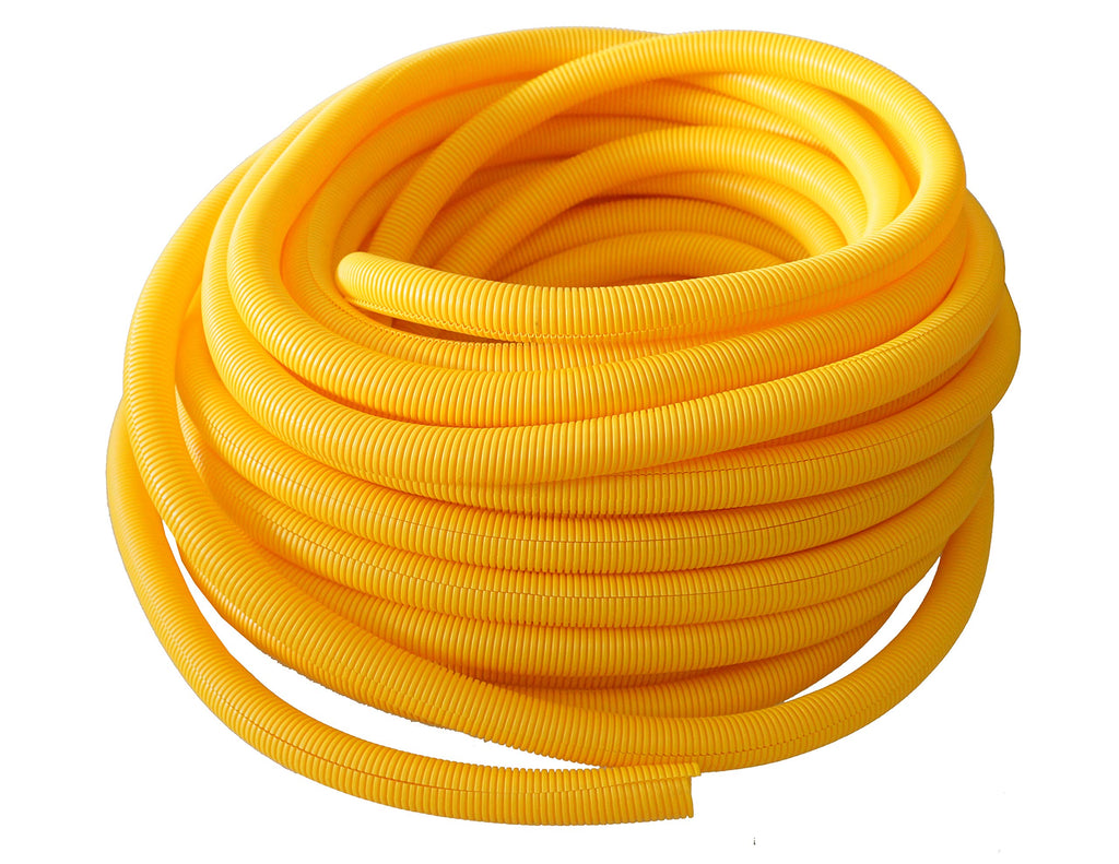 MR DJ DSLT12YL 100' 1/2" 12.7mm Yellow Split Wire Loom Conduit Tubing Sleeve Tube