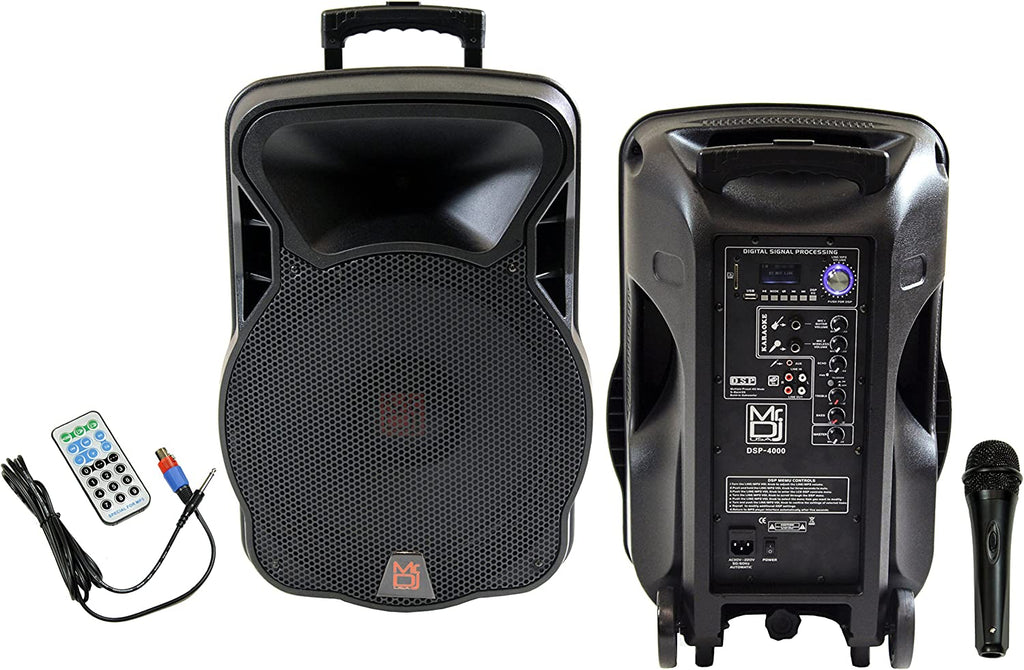 Mr. Dj DSP4000 PA DJ 15" 4000W Bluetooth DSP FM Speaker & Stand