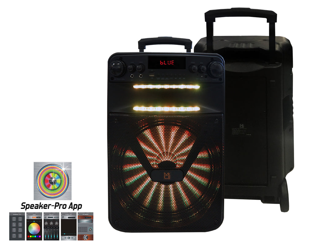 MR DJ ART 12" Portable Rechargeable Bluetooth PA Karaoke Loud Party Speaker with App Control