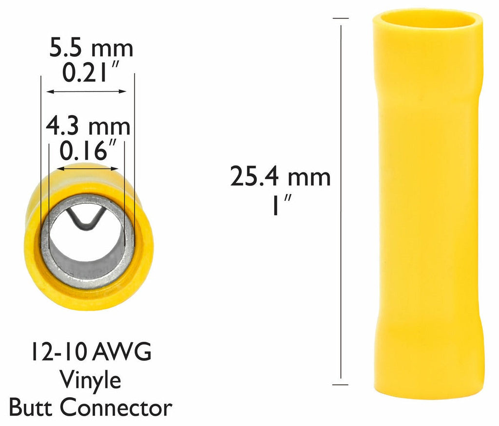 MR DJ DCV1210Y 100 16-14 Gauge AWG Yellow Insulated Crimp Terminals Crimping connectors