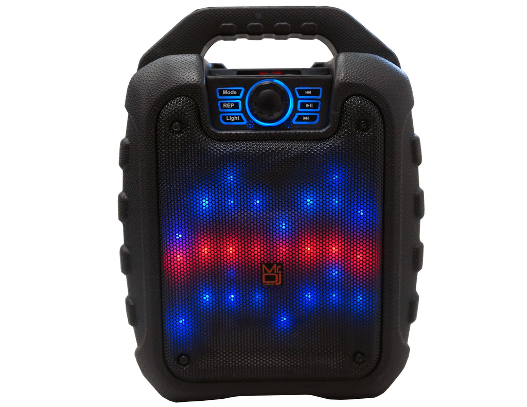 MR DJ DISCO 5.25" Portable Bluetooth Speaker Karaoke Sound Activated Lights, Battery Powered, FM Radio, USB/Micro SD Card, & LED Party Light