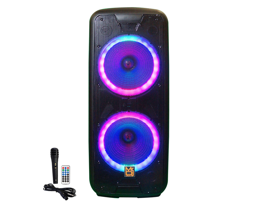 MR DJ 215BTA+ Dual 15" 5000W Battery Powered Bluetooth Speaker Microphone Party Speaker