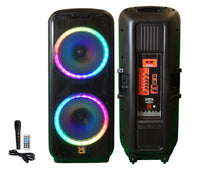 Load image into Gallery viewer, MR DJ 215BTA+ Dual 15&quot; 5000W Battery Powered Bluetooth Speaker Microphone Party Speaker