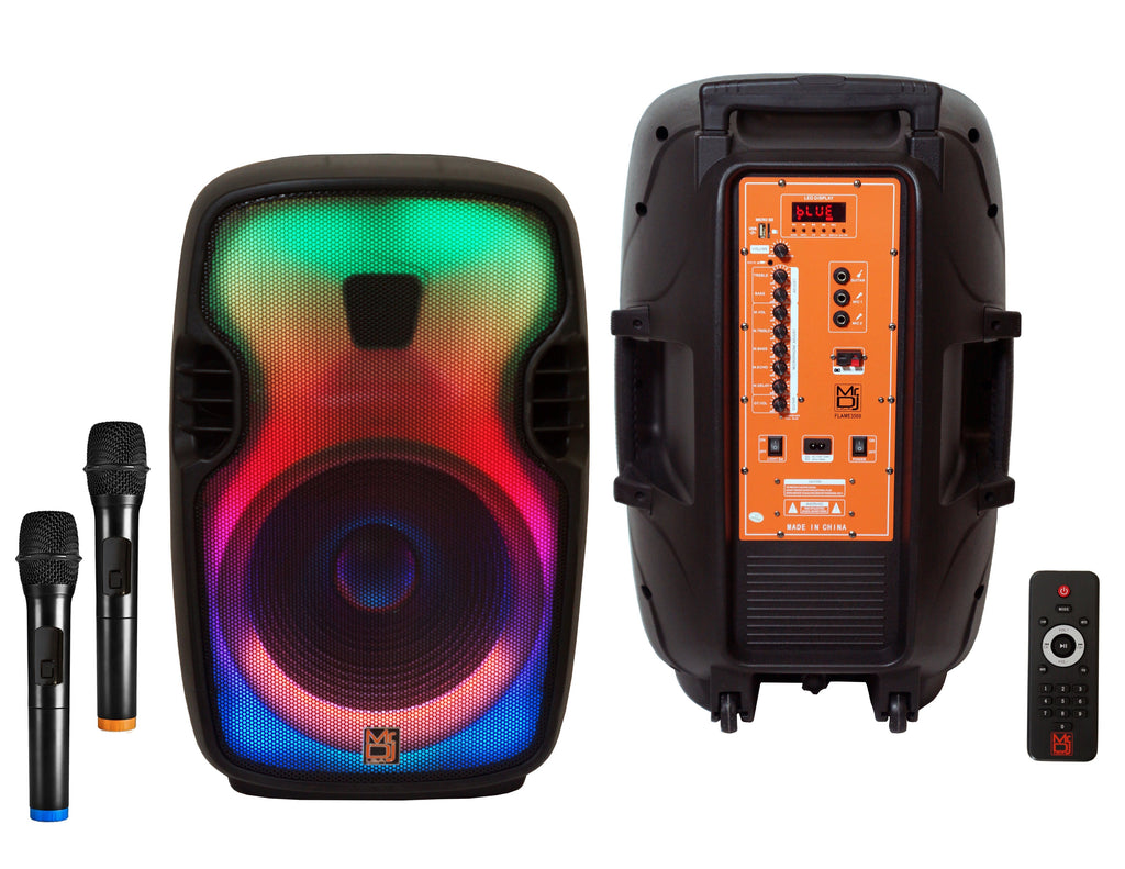 MR DJ FLAME3500LED Pro Portable 15” 2-Way Full-Range Powered/Active DJ PA Multipurpose Live Sound Loudspeaker