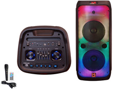 Load image into Gallery viewer, MR DJ FLAME4200 10&quot; X 2 Rechargeable Portable Bluetooth Karaoke Speaker with Party Flame Lights Microphone TWS USB FM Radio