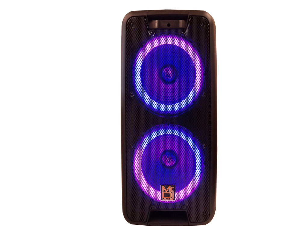 MR DJ LETS DANCE+ Dual 10" 3500W Battery Powered Bluetooth Speaker Microphone Party Speaker