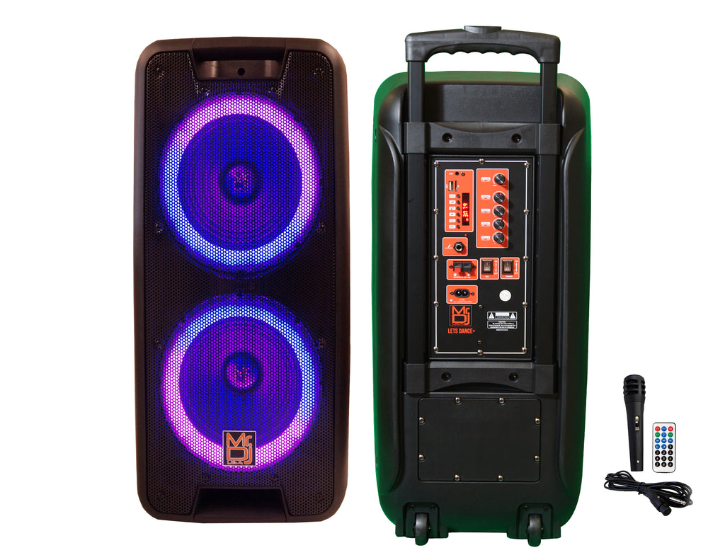 MR DJ LETS DANCE+ Dual 10" 3500W Battery Powered Bluetooth Speaker Microphone Party Speaker