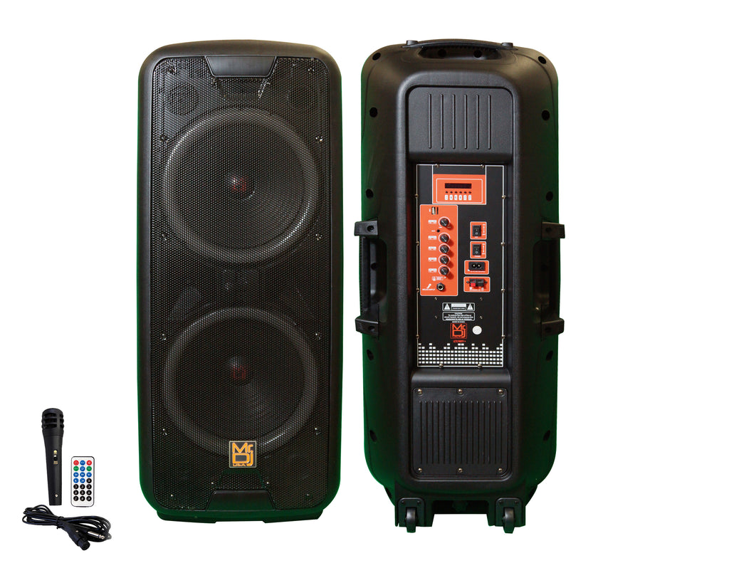 MR DJ LETS PARTY+ Dual 12" 4000W Battery Powered Bluetooth Speaker Microphone Party Speaker