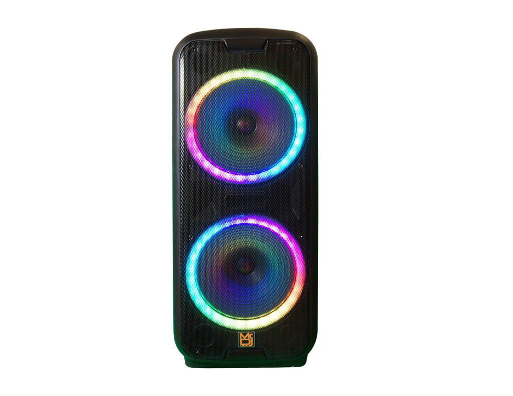 MR DJ LETS PARTY+ Dual 12" 4000W Battery Powered Bluetooth Speaker Microphone Party Speaker