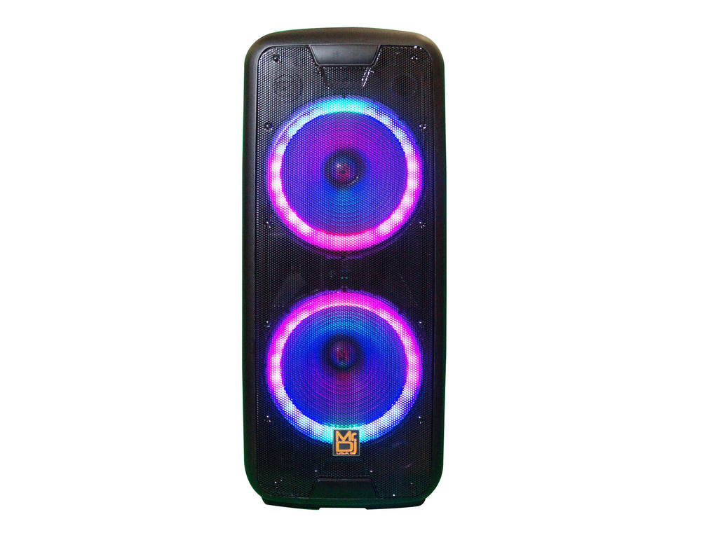 MR DJ LETS PARTY+ Dual 12" 4000W Battery Powered Bluetooth Speaker Microphone Party Speaker