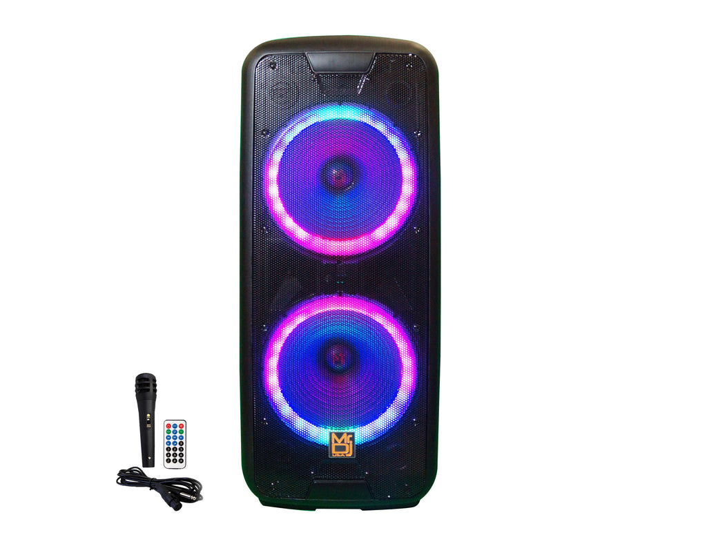 MR DJ LETS PARTY+ Dual 12" 4000W Battery Powered Bluetooth Speaker Microphone Party Speaker