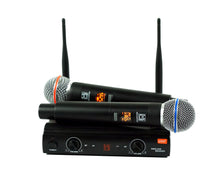 Load image into Gallery viewer, MR DJ MICUHF200 Dual UHF Wireless Microphone System Kit with 2 Handheld