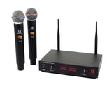 MR DJ MICUHF300 Dual UHF Wireless Microphone System Kit with 2 Handheld & LED display