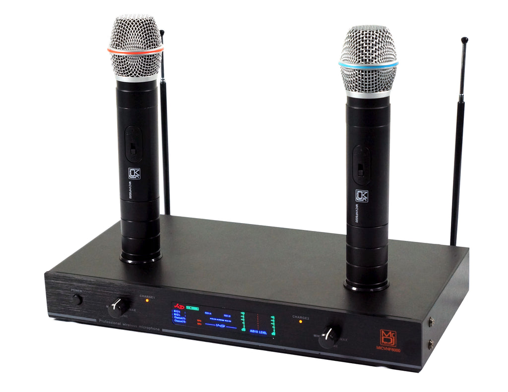 MR DJ MICVHF6000 Rechargeable Wireless Dual Handheld design Microphone System