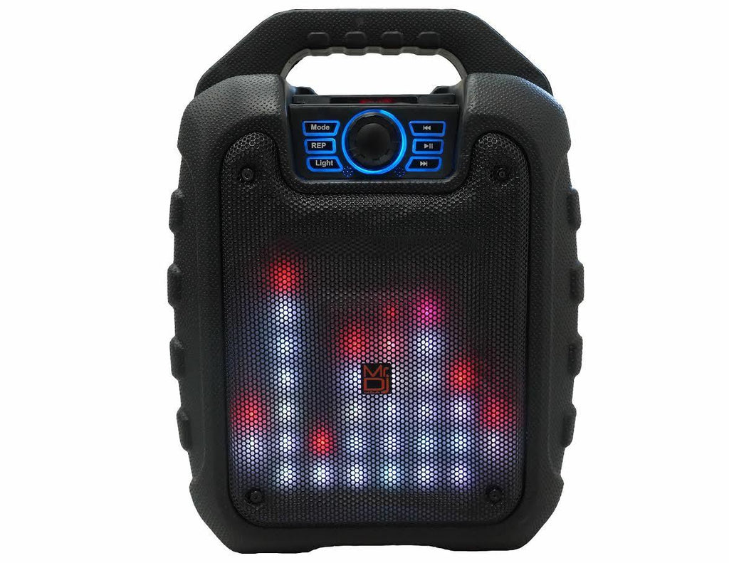 MR DJ DISCO 5.25" Portable Bluetooth Speaker Karaoke Sound Activated Lights, Battery Powered, FM Radio, USB/Micro SD Card, & LED Party Light