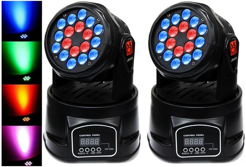 2 MR DJ LMH230 100W RGBW 18-LED Moving Head DJ Light