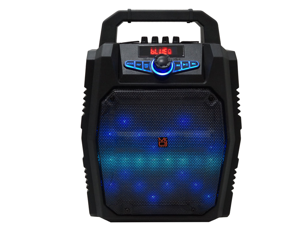 MR DJ PARTYROCK 8" Portable Powerful PA Bluetooth Speaker Karaoke Machine Battery Powered FM USB/Micro SD Card & LED Party Light