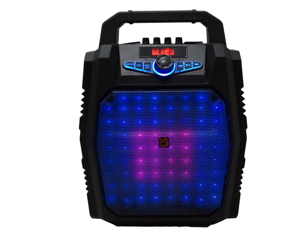 MR DJ PARTYROCK 8" Portable Powerful PA Bluetooth Speaker Karaoke Machine Battery Powered FM USB/Micro SD Card & LED Party Light