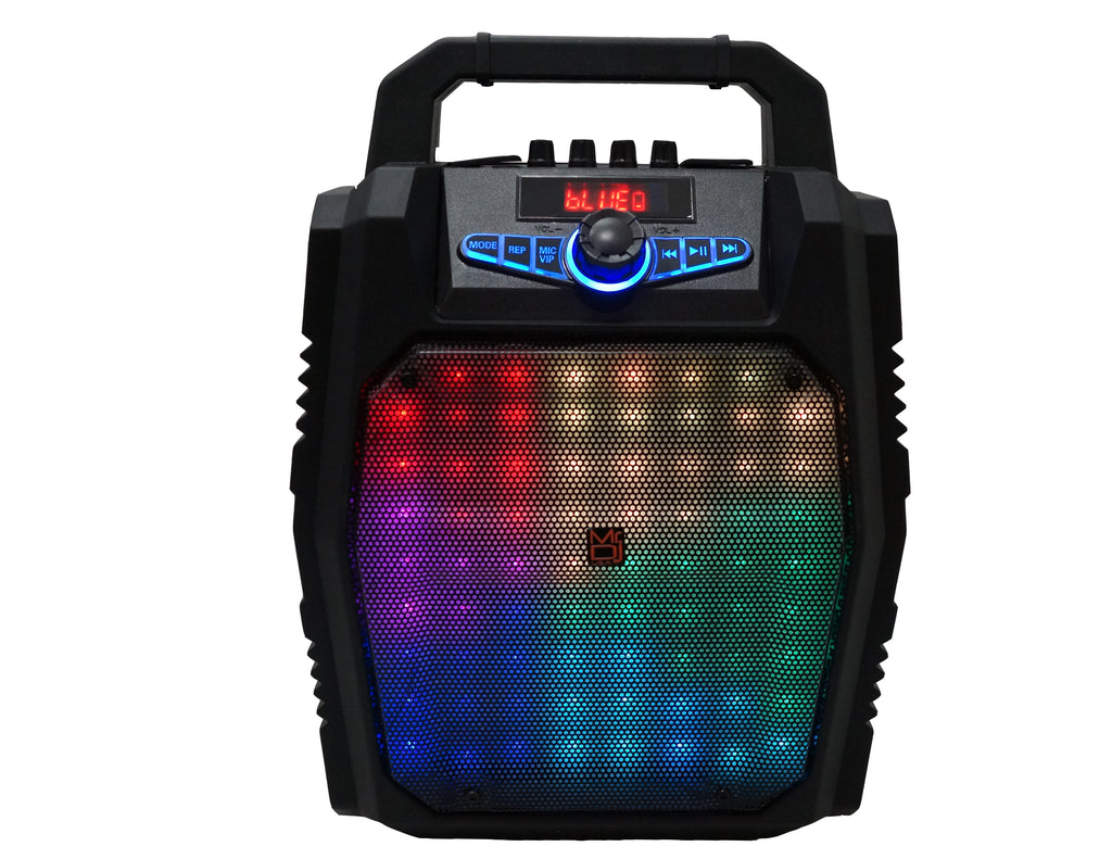 MR DJ PARTYROCK 8" Portable Powerful PA Bluetooth Speaker Karaoke Machine Battery Powered FM USB/Micro SD Card & LED Party Light