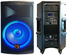 Load image into Gallery viewer, MR DJ PBX4500LED 15&quot; 2-Way PA DJ 4500W Active Powered Bluetooth LED Speaker + Speaker Stand