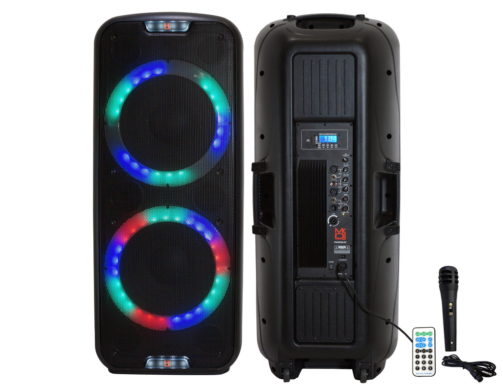 MR DJ PBX6500LED PRO PA DJ Dual 15” 3-Way Full-Range Powered/Active Live Sound Bluetooth Loud Speaker