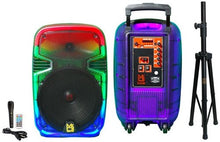 Load image into Gallery viewer, MR DJ PL15FLAME 15&quot; Portable Translucent Bluetooth Speaker + Speaker Stand