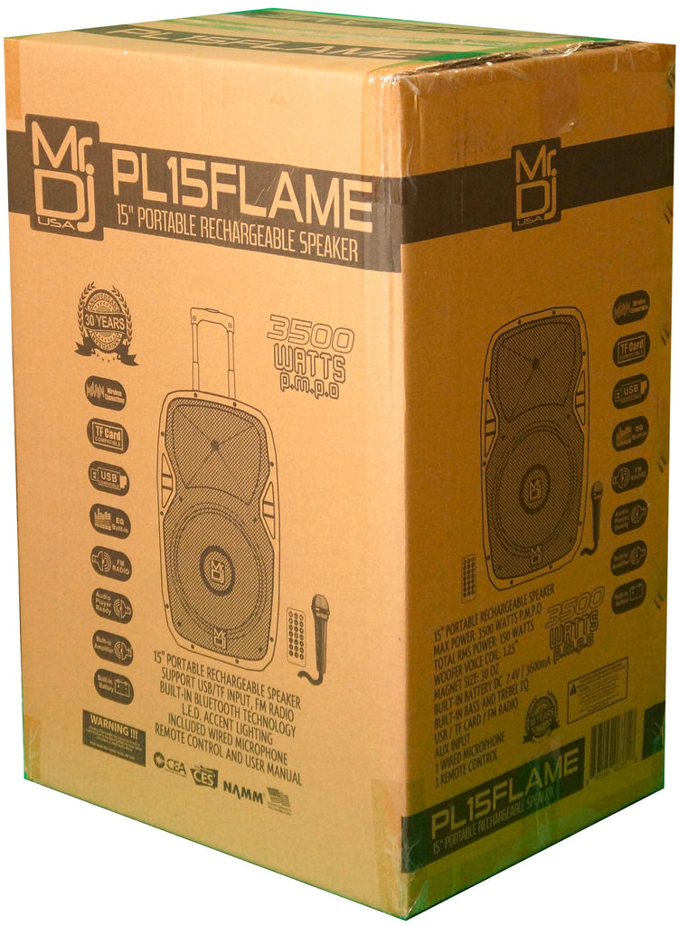 MR DJ PL15FLAME 15" Portable Translucent Bluetooth Speaker