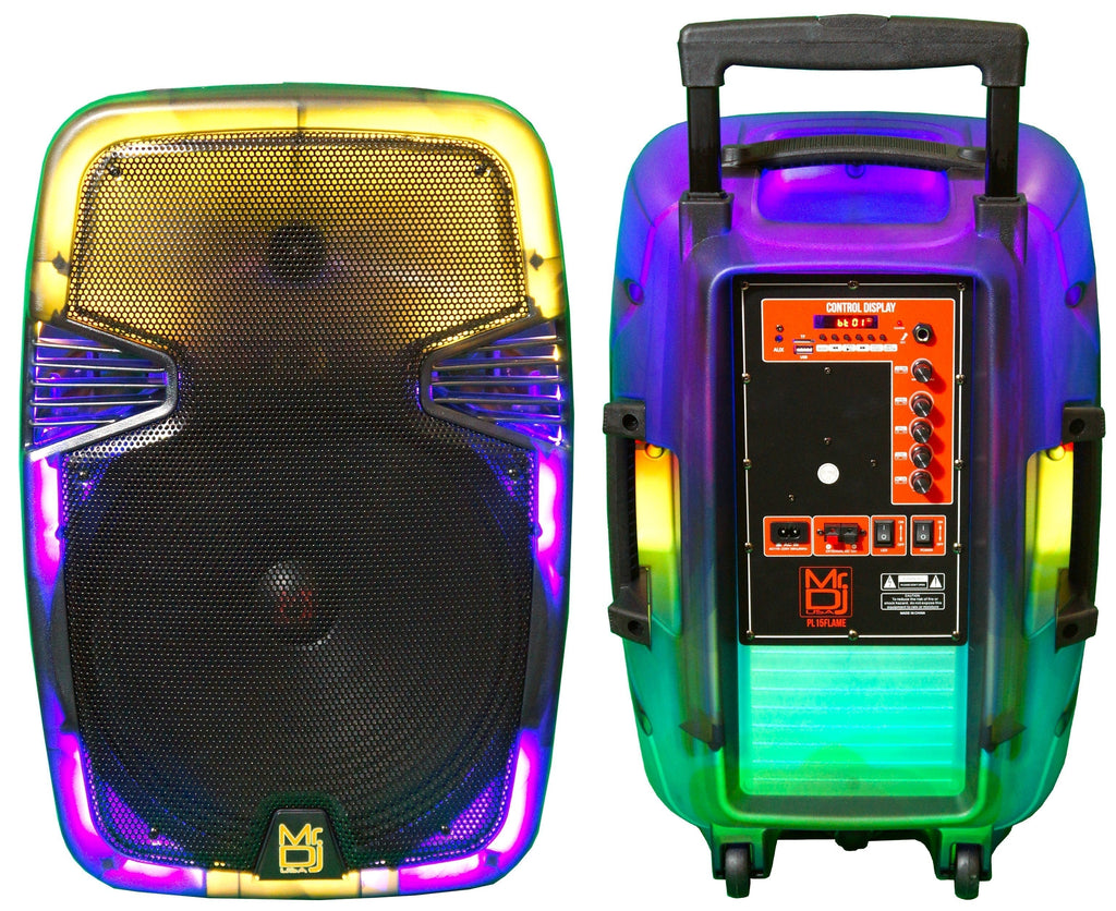 MR DJ PL15FLAME 15" Portable Translucent Bluetooth Speaker + Speaker Stand