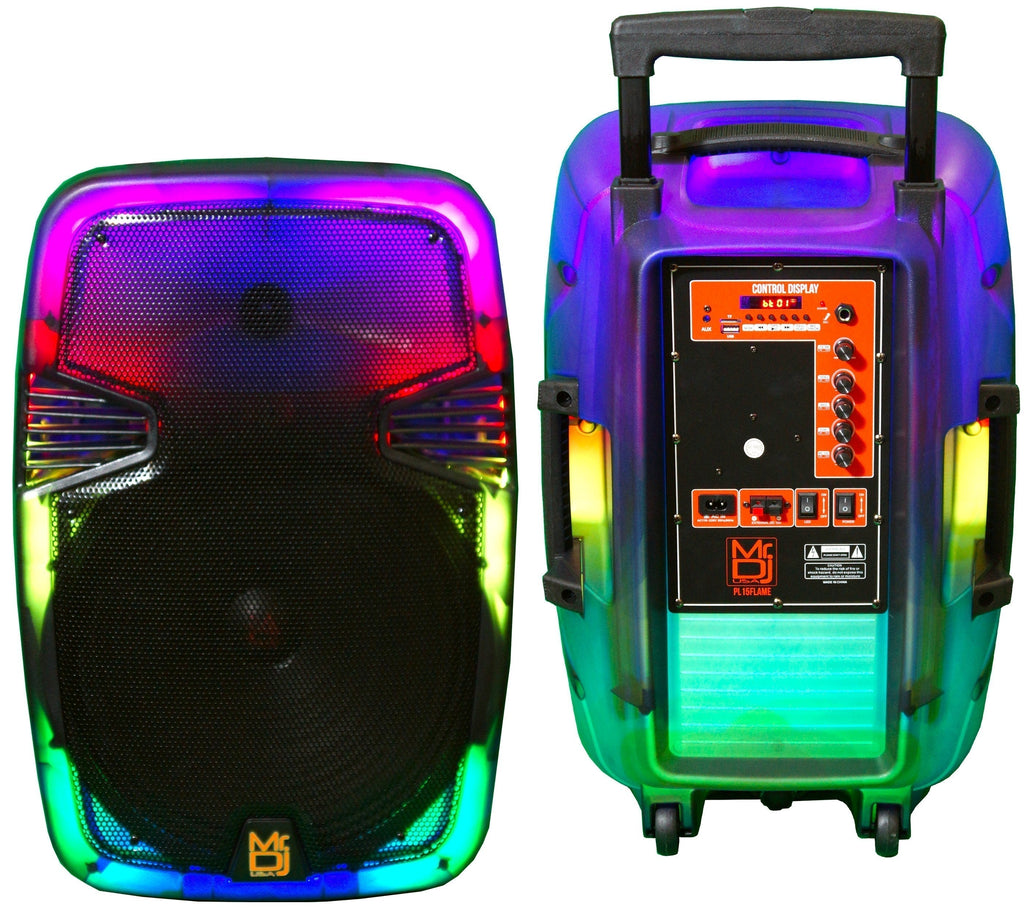 MR DJ PL15FLAME 15" Portable Translucent Bluetooth Speaker + Speaker Stand