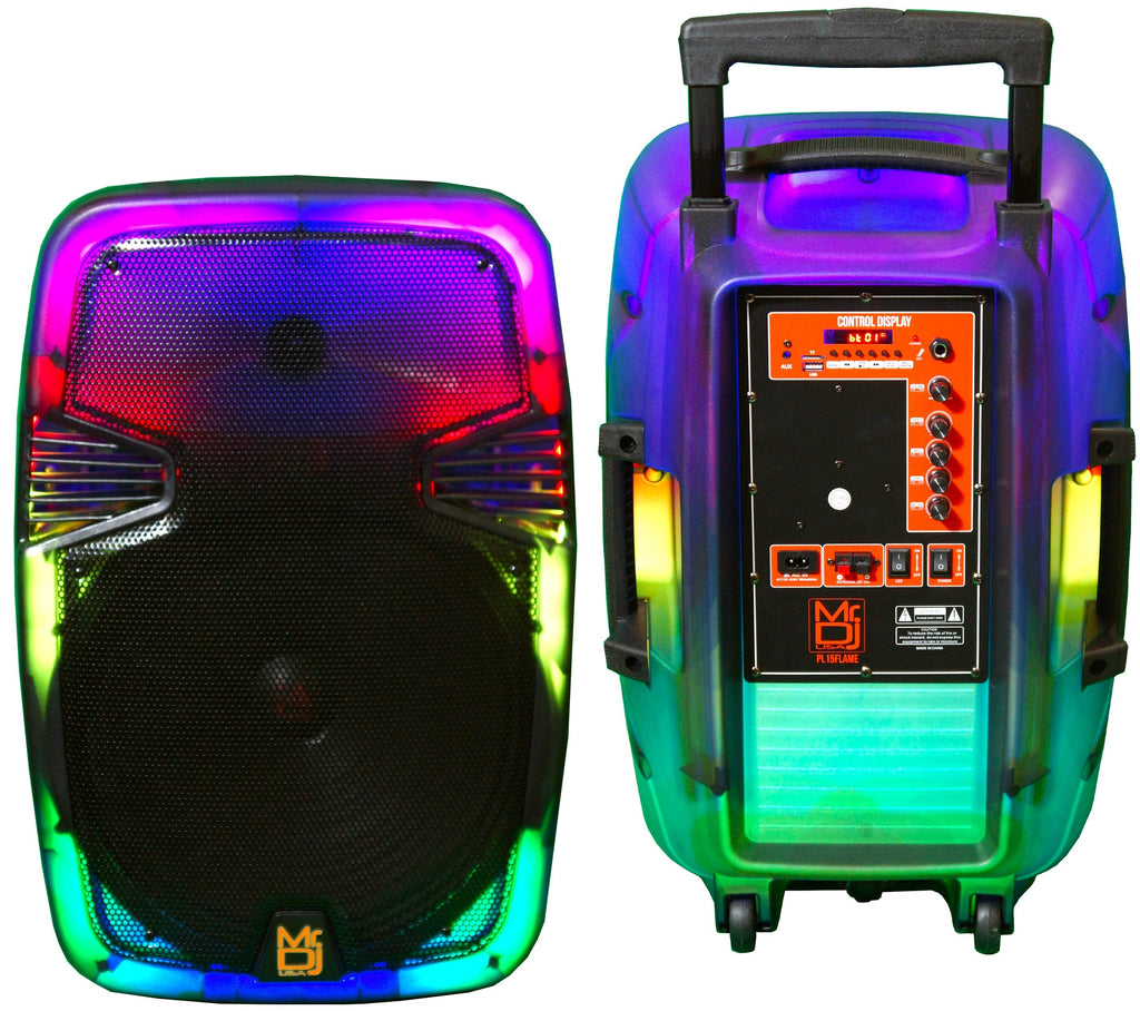 2 MR DJ PL15FLAME 15" Portable Translucent Bluetooth Speaker