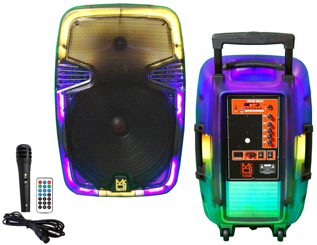 MR DJ PL15FLAME 15" Portable Translucent Bluetooth Speaker + Speaker Stand