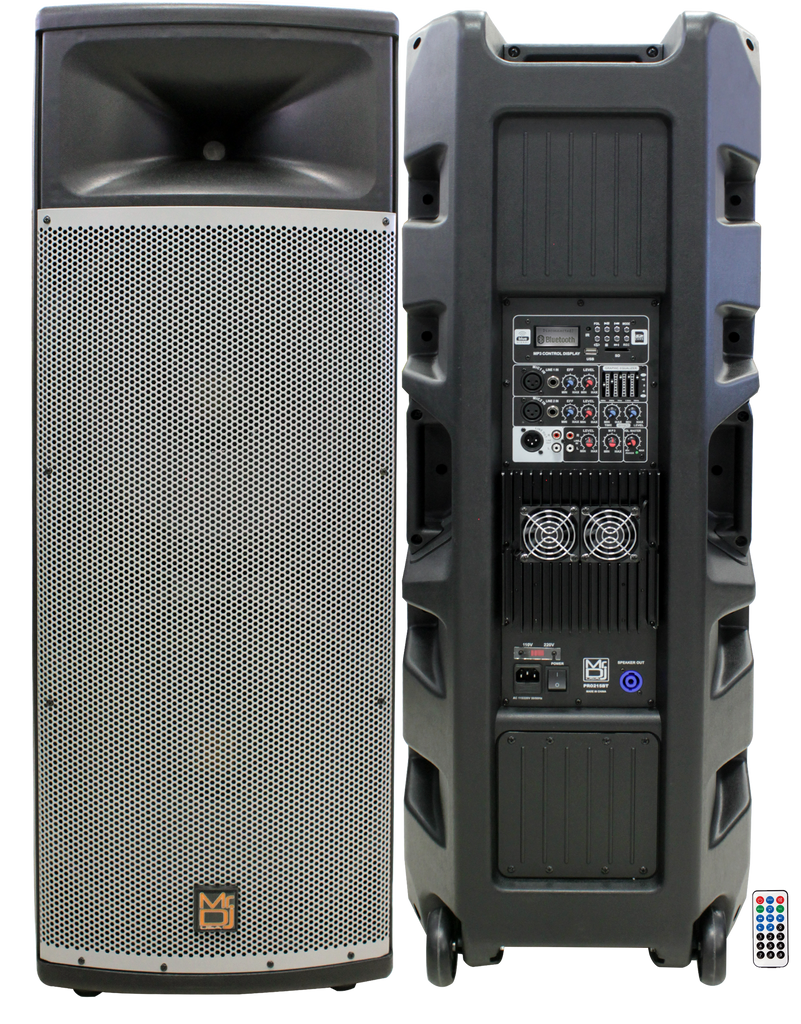 MR DJ PRO215BT PRO PA DJ Dual 15” 3-Way Powered/Active Live Sound Loud Speaker