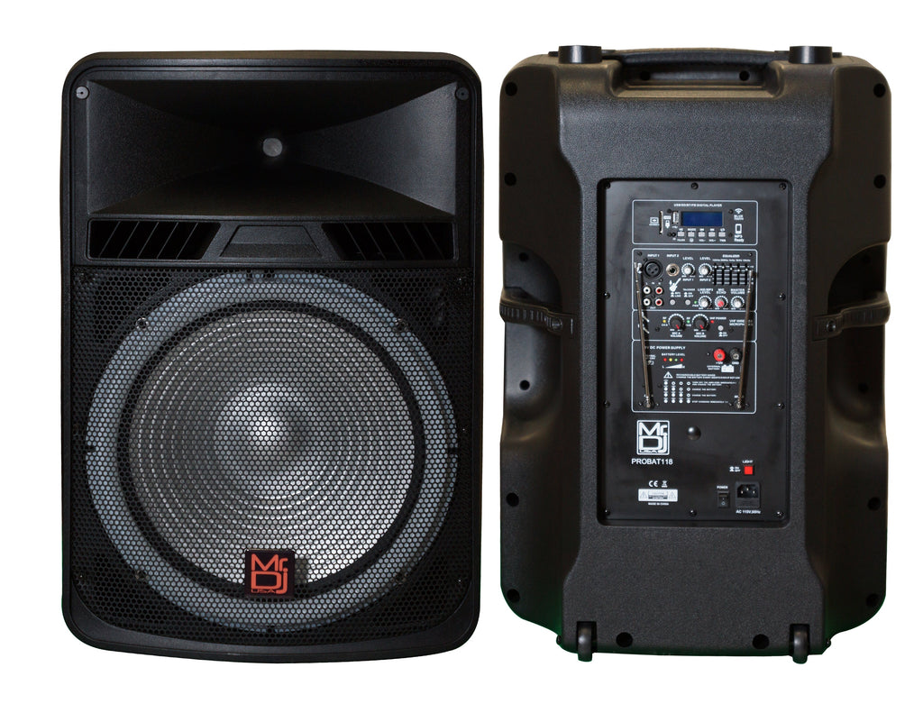 Pair of 18" Power Speaker Built-in Battery/Bluetooth/Amplifier/SD/USB/FM Radio