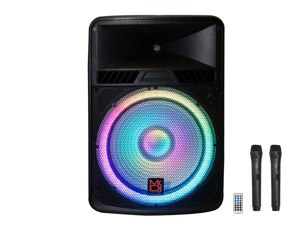 Pair of 18" Speaker Built-in Battery/Bluetooth/Amplifier/SD/USB/FM Radio + Stand