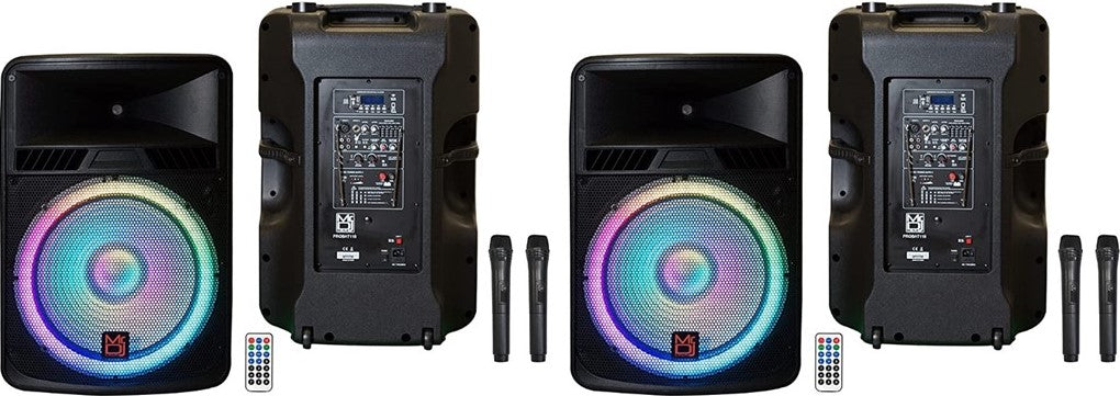 Pair of 18" Power Speaker Built-in Battery/Bluetooth/Amplifier/SD/USB/FM Radio