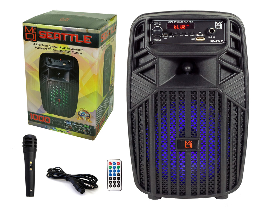 MR DJ SEATTLE 6.5" Portable Rechargeable Active Speaker 1000W