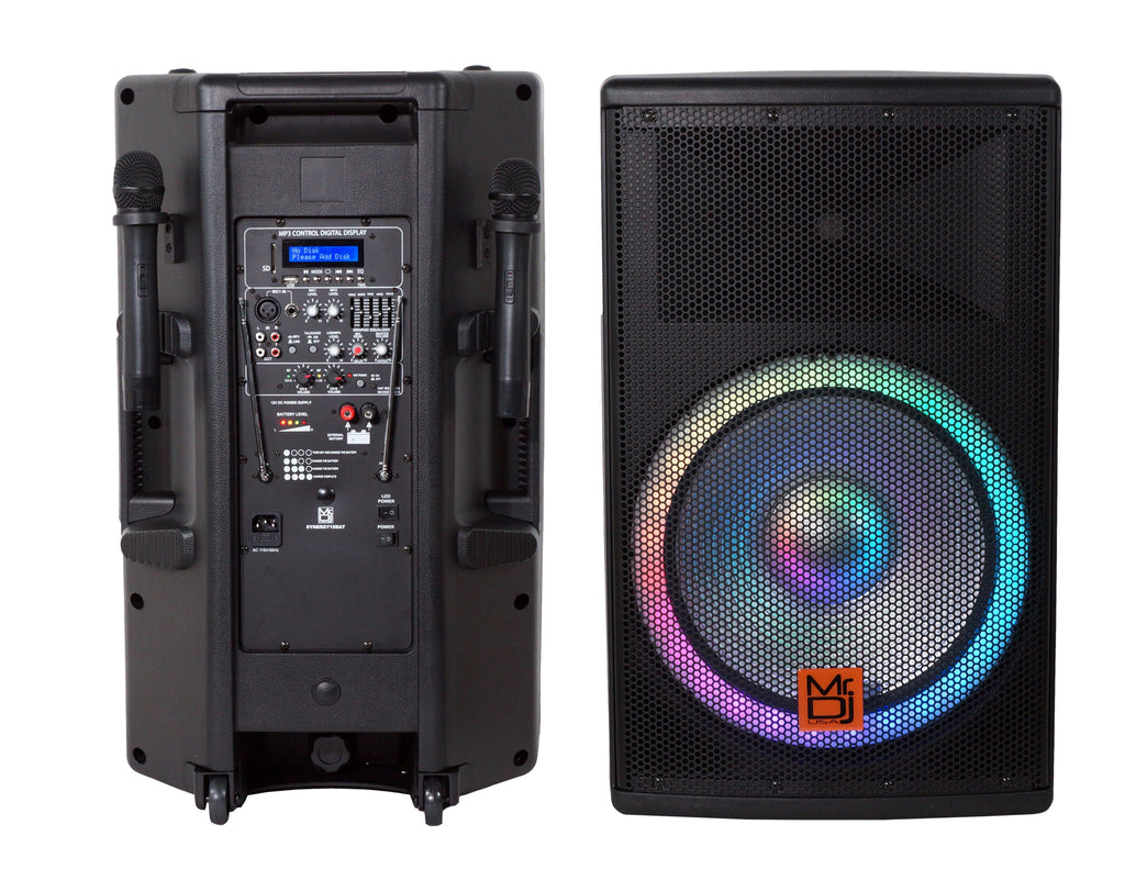 MR DJ SYNERGY15BAT 15" 3500W Rechargeable PRO PA DJ Powered Loudspeaker Portable Speaker System