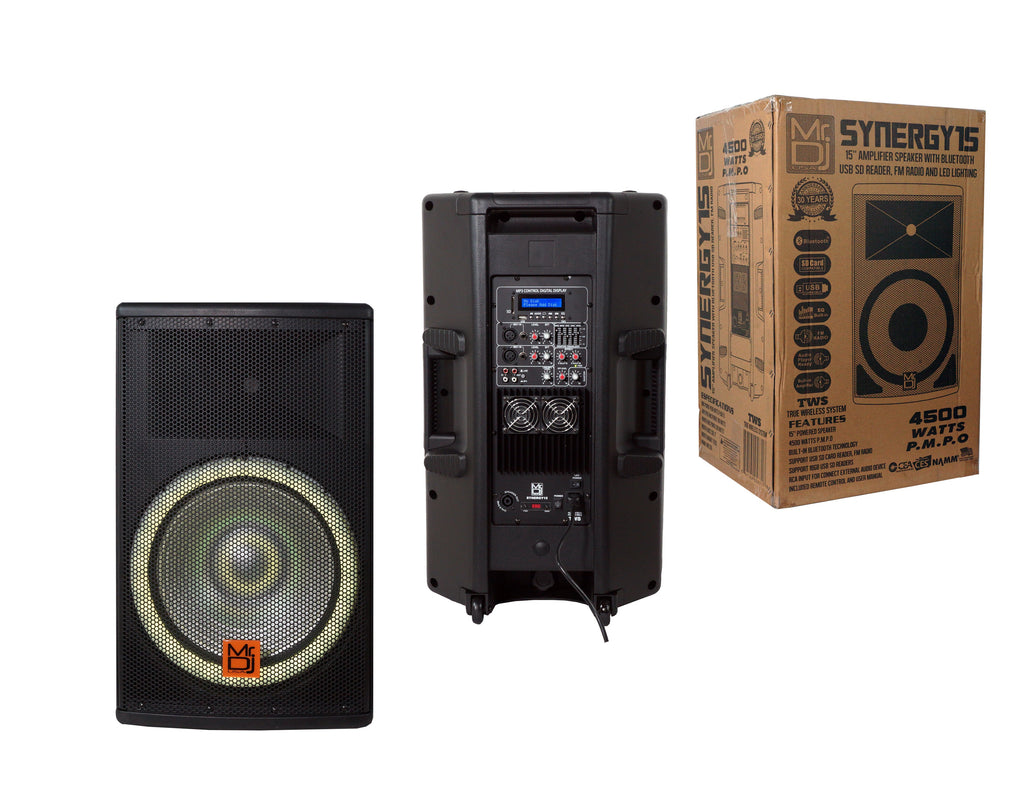 MR DJ SYNERGY15 15" 4500W PRO PA DJ Powered Loudspeaker Portable Speaker System