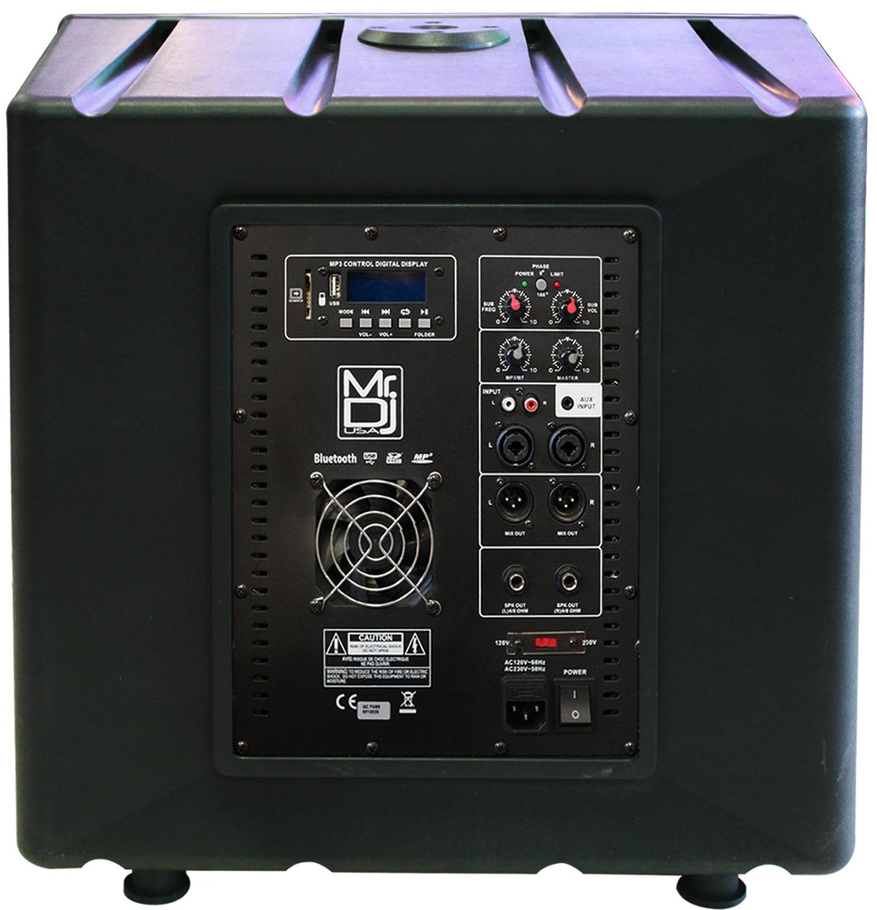 Mr Dj PRO-SUB18BT 18" 6000W Stereo PA/DJ/Club/Bar Powered Subwoofer with Bluetooth/USB/LINE