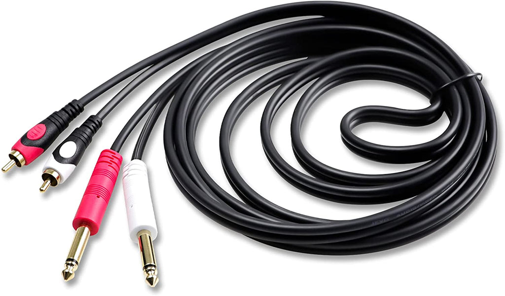 Mr DJ CDQR3 3 Feet Dual 1/4" TS Mono to Dual RCA Male Pro DJ PA Audio Cable