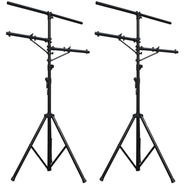 2 Mr DJ LS-360 Heavy Duty DJ Light Stand w/ Two Fixture Arms & T-Bar