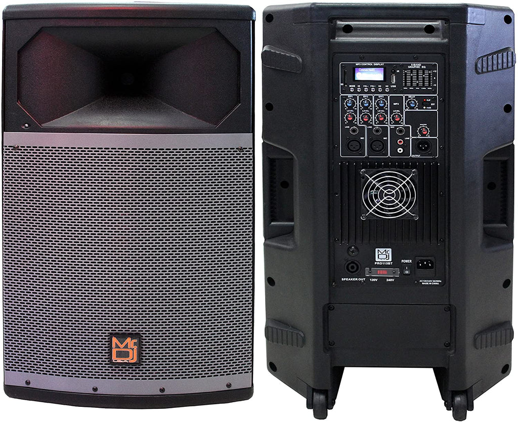 MR DJ PRO115BT & PRO115S PA DJ Active & Passive Speaker & Stands Professional PRO PA DJ 15” 2-Way Full-Range Active & Passive DJ PA Multipurpose Live Sound Loudspeaker