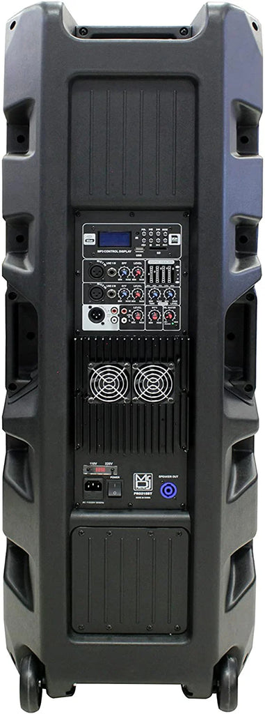 MR DJ PRO215BT PRO PA DJ Dual 15” 3-Way Powered/Active Live Sound Loud Speaker