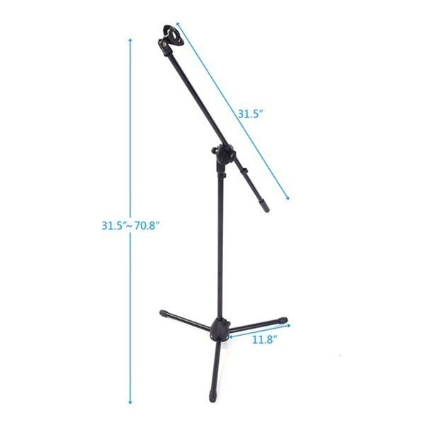 MR DJ MS600PKG 2 Microphone Stands Adjustable Boom Stage with Mic Holder Clips & Carry Bag